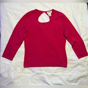 Talbots Women’s Hot Pink Small Long Sleeve Top with Keyhole Back